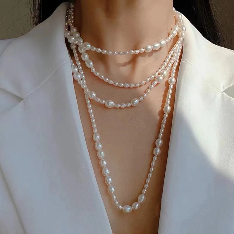 elegant lady simple style solid color freshwater pearl necklace in bulk