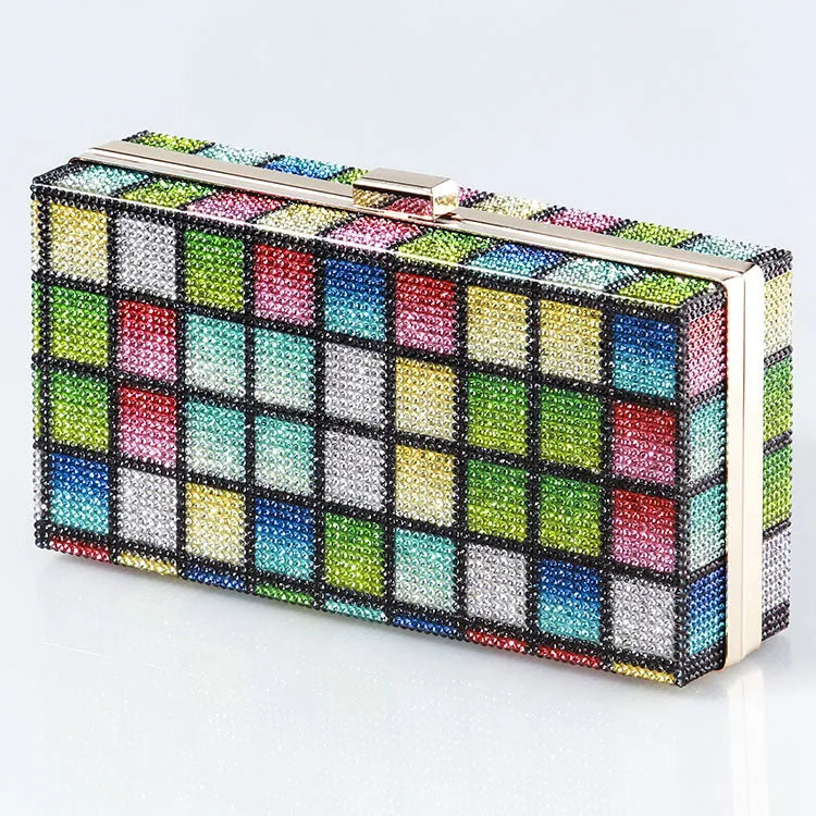 Polyester Color Block Leopard Square Evening Bags