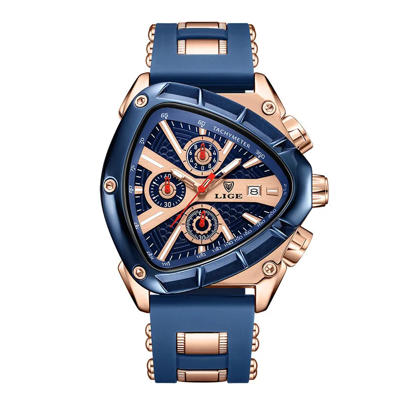 LIGE/LIGE  new personalized polygon men's multi-waterproof luminous calendar watch