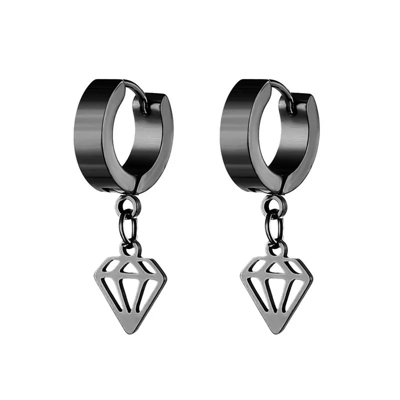 1 piece simple style solid color stainless steel plating hollow out drop earrings ear clips