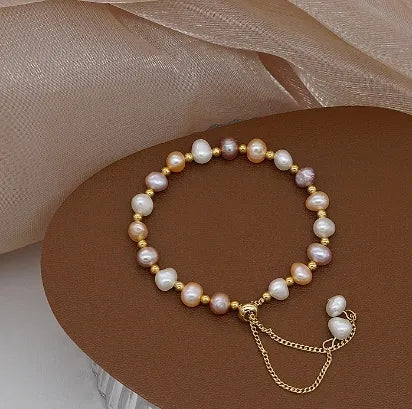 Freshwater Pearl Copper Elegant Simple Style Streetwear Bracelets