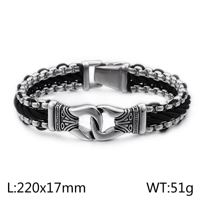 rock punk streetwear geometric titanium steel men's bracelets
