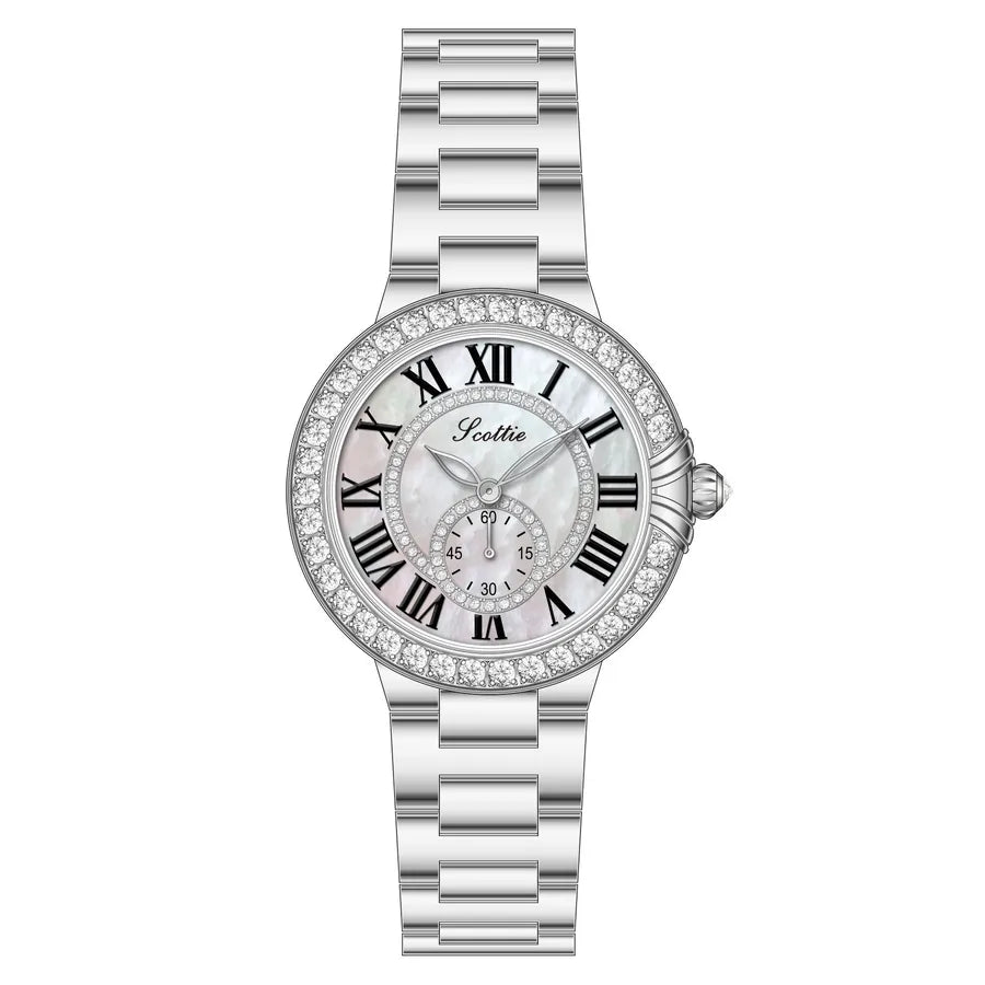 Casual Luxurious Commute Round Butterfly Double Snap Quartz Watch
