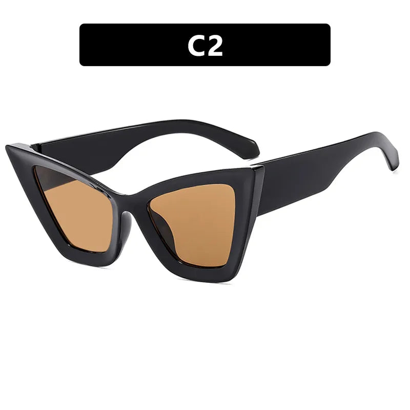 hip-hop exaggerated streetwear solid color ac cat eye full frame men's sunglasses