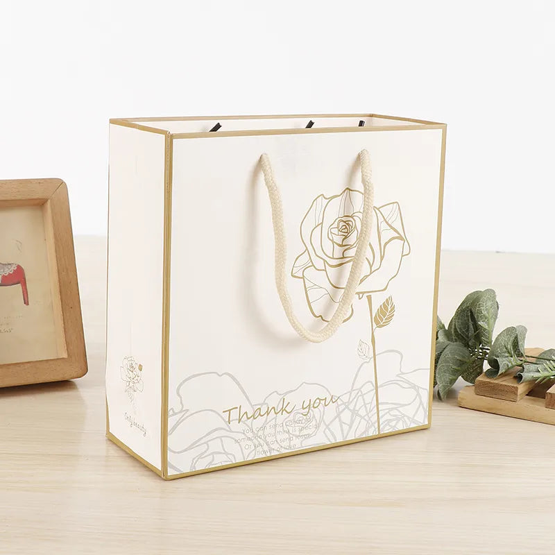 gold flower gold edge printing card kraft paper bag gift clothing packaging bag