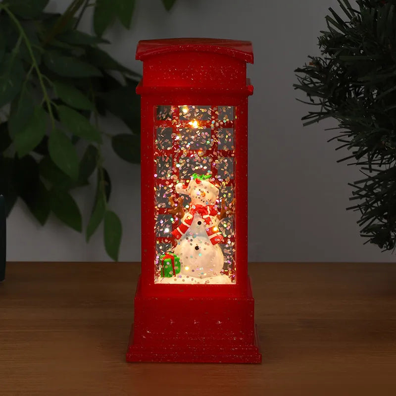 Christmas Decoration Santa Claus Plastic Figurine Water-Filled Night Lamp Decorative Crystal Light Christmas Party Gift