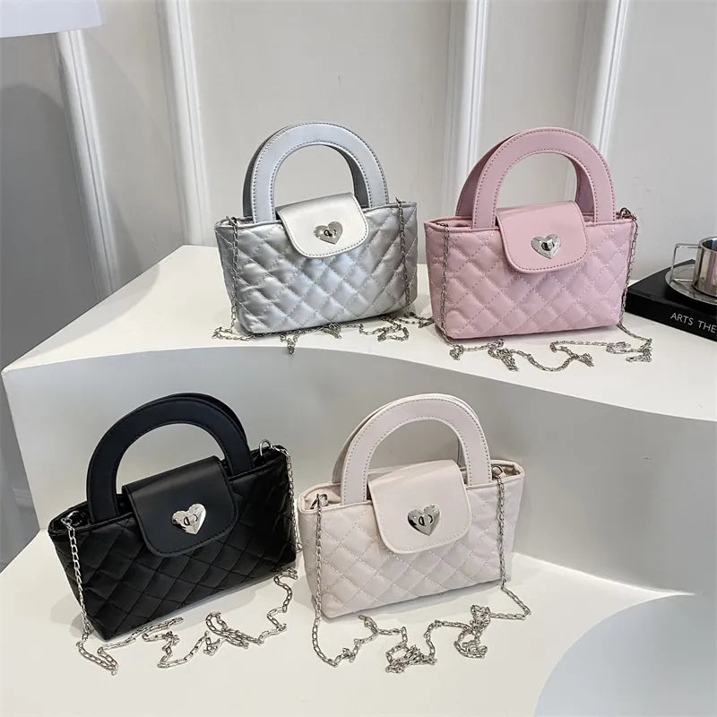 New Style Fashionable Simple Exquisite Western Style Summer New Rhombus Retro Chain Texture Crossbody Small Square Handbag