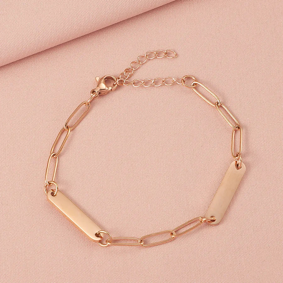 Simple Style Geometric 304 Stainless Steel Paperclip Chain Bracelets In Bulk