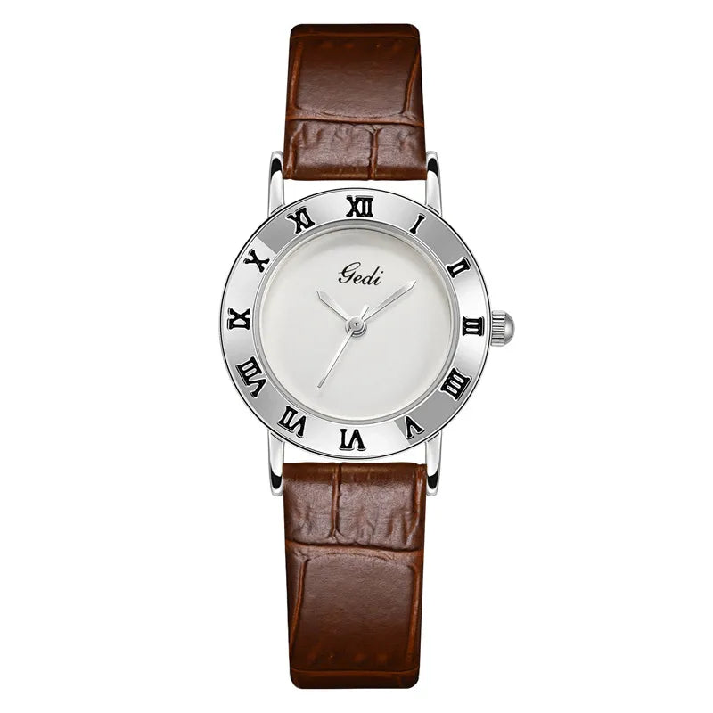 Retro Solid Color Buckle Quartz Watch Women's Watches