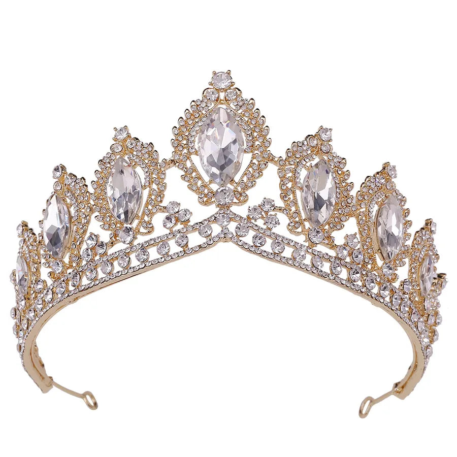 retro crown alloy inlay artificial gemstones crown 1 piece