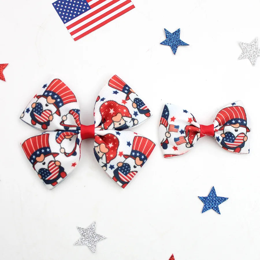 Independence Day Hairpin American Flag Bow Hair Accessories Children Girl Cute Headwear Patriotic Hairpin