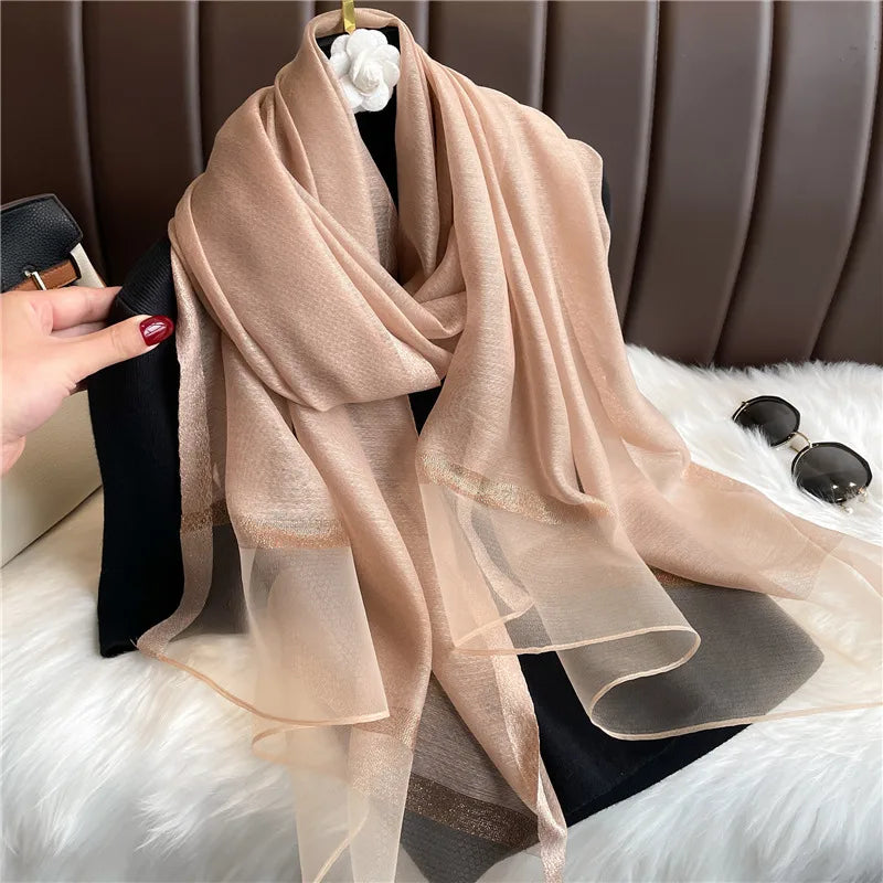 women's elegant solid color polyester scarf