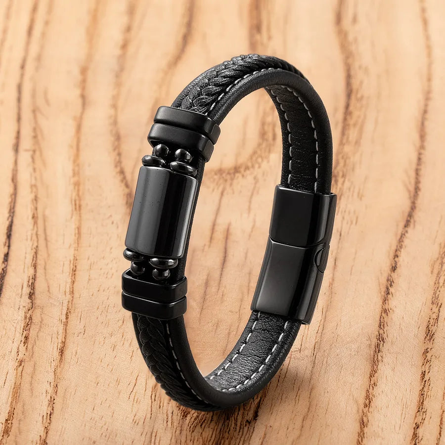 Vintage Style Simple Style Classic Style Geometric Leather rope Stone Metal Men's Bracelets