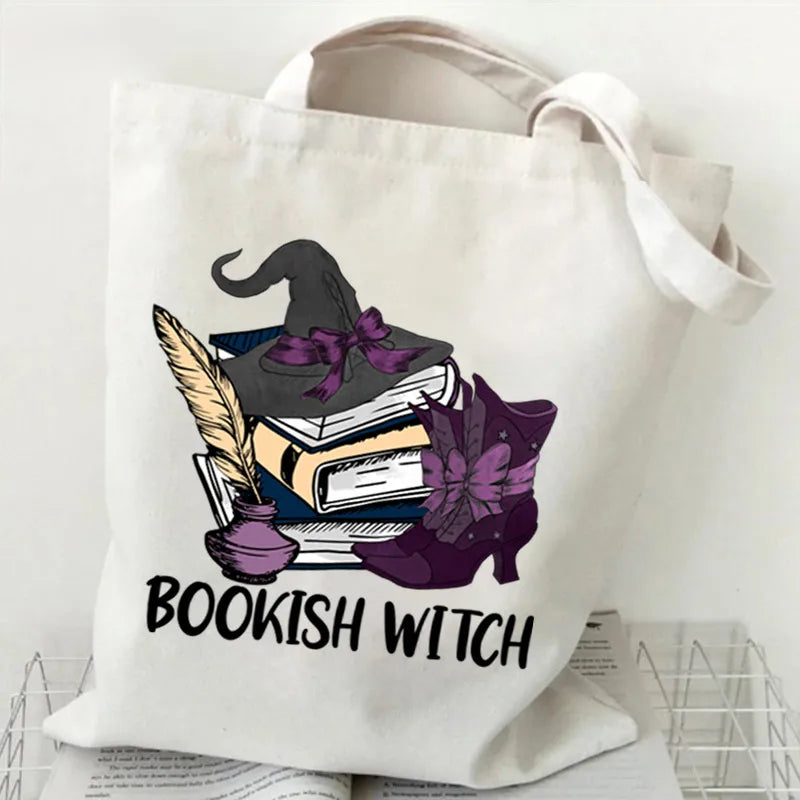 Halloween Printed Canvas Bag Single Shoulder Foldable Handbag Shopping Bag Large Size Square Shape Tote Bag With Double Strap
