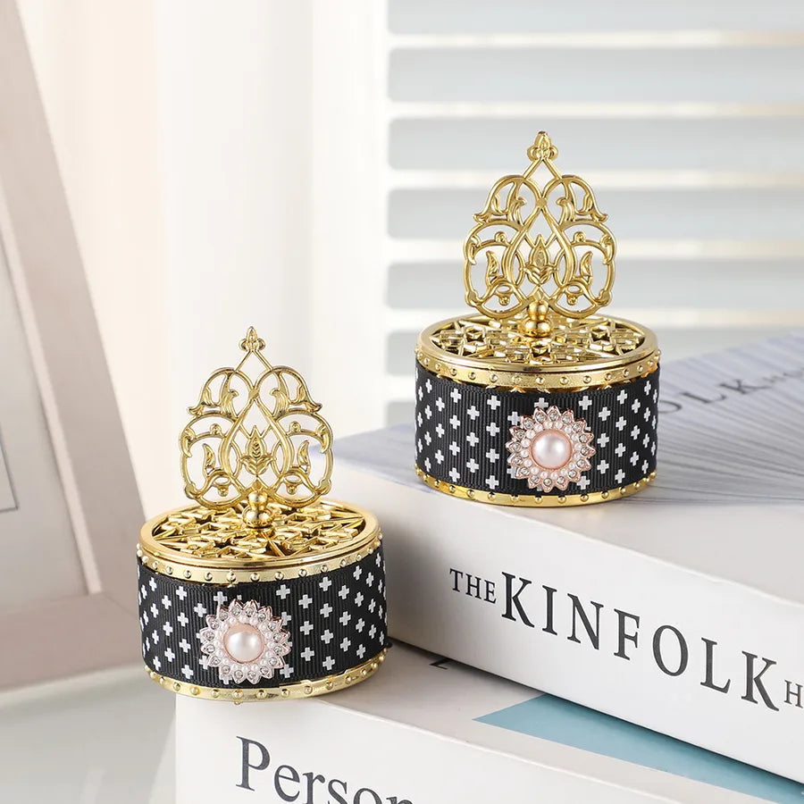 European-style Hollow-out Electroplated Lace Candy Box Pearl Accessories Small Candy Box Wedding Party Accompanying Gift Box