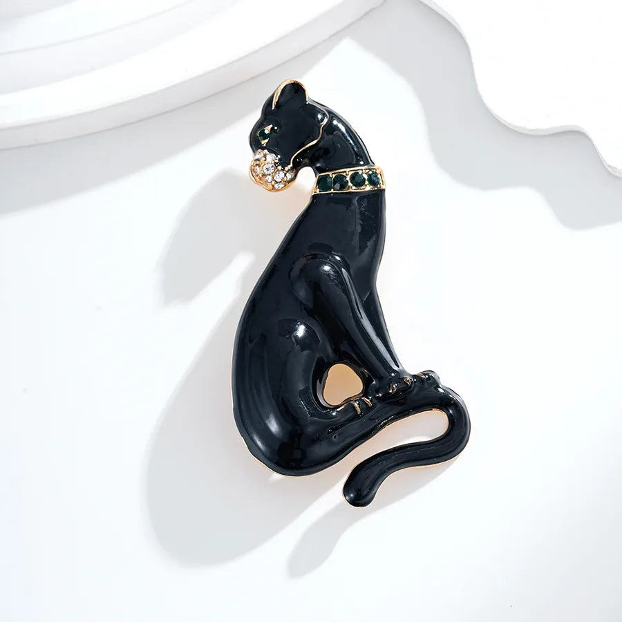 Black Leopard Brooch Pin Men's Women's Formal Western Wear Accessory Elegantly High-End Oil Drop Animal Chest Flower Pin Buckle