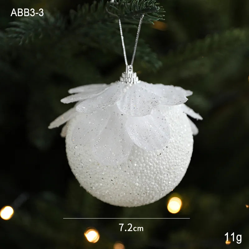White Petal Foam Christmas Ball Decorations Christmas Tree Ornaments Festive Atmosphere Accessories Business Style European New Version