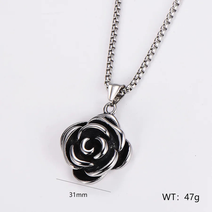 Wholesale Jewelry Retro Punk Round 304 Stainless Steel Pendant Necklace box chain