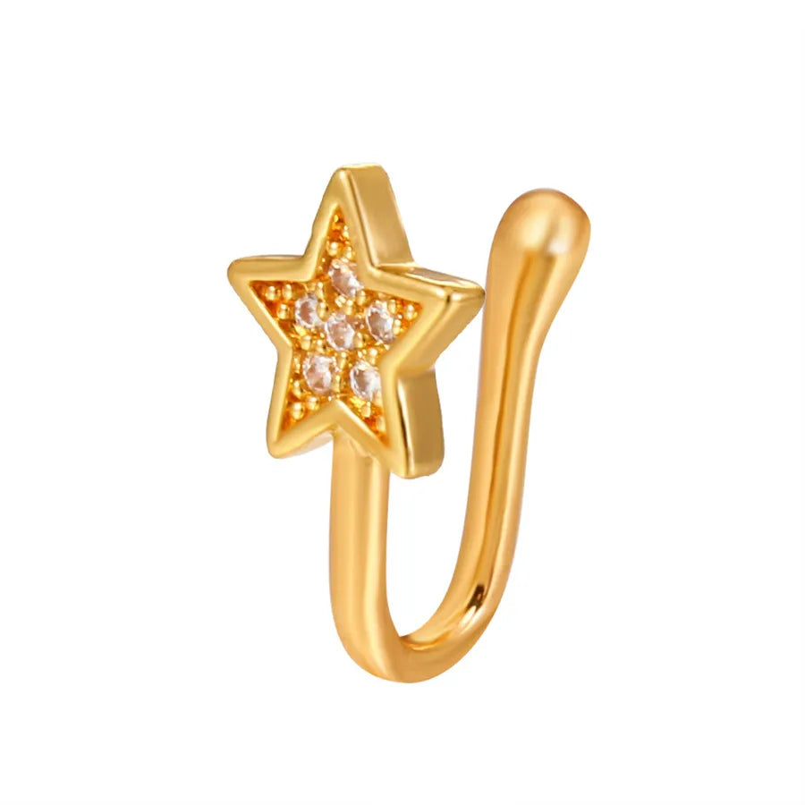 fashion creative copper perforation-free u-shaped nasal splint piercing butterfly flower snake-shaped fake nose studs