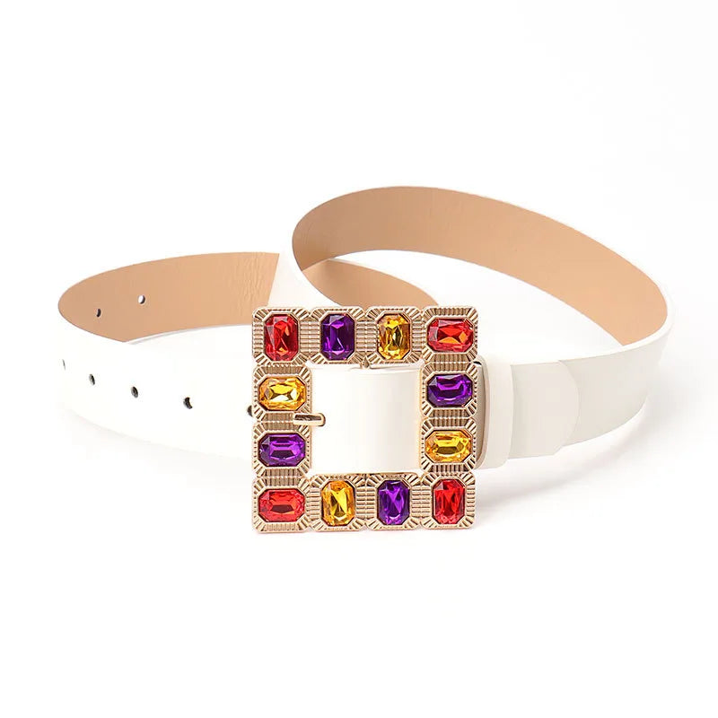 Streetwear Solid Color Imitation Leather Alloy Women's Leather Belts