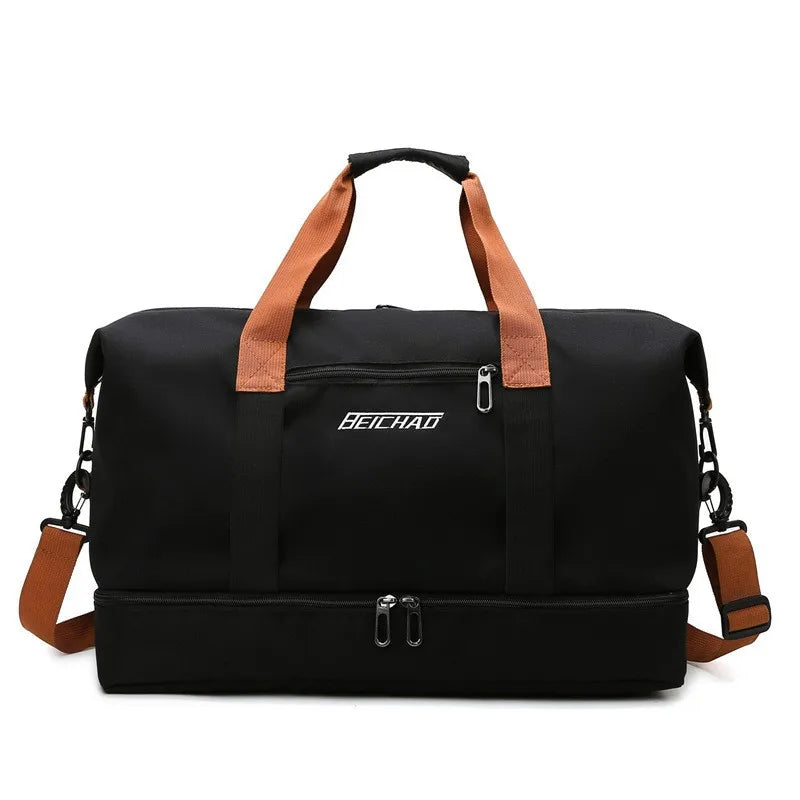 Large Capacity Foldable Fitness Bag Travel Bag Shoulder Portable Crossbody Yoga Bag Dry and Wet Separate Outgoing Luggage Bag