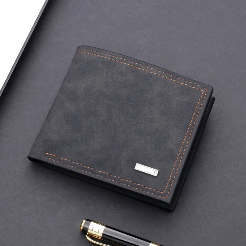 men's solid color pu leather open wallets