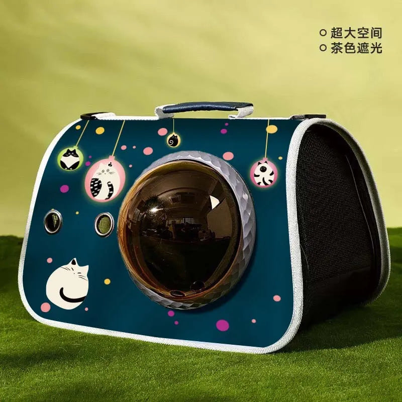 New Foldable Handheld Oxford Cloth Cat Carrier Bag Space Capsule Pet Bag Outdoor Crossbody Portable Breathable Cat Backpack