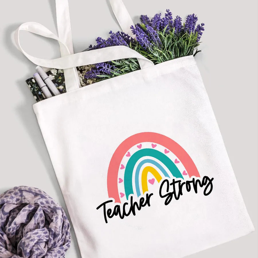 foreign trade Teach Love Rainbow printed canvas bag shoulder bag student fashion handbag spot
