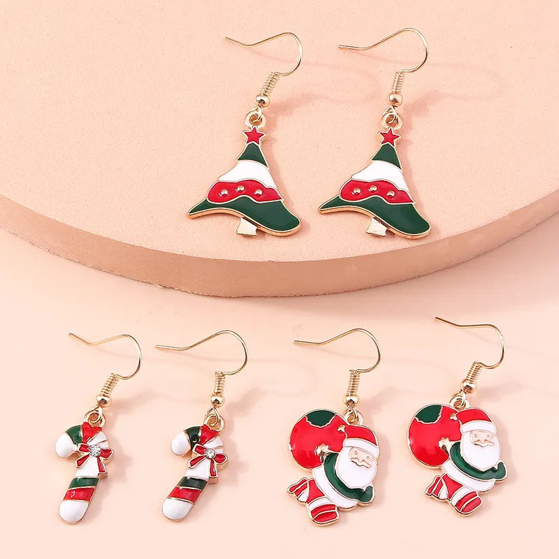 fashion christmas tree santa claus snowman alloy plating inlay rhinestones women's drop earrings 1 set