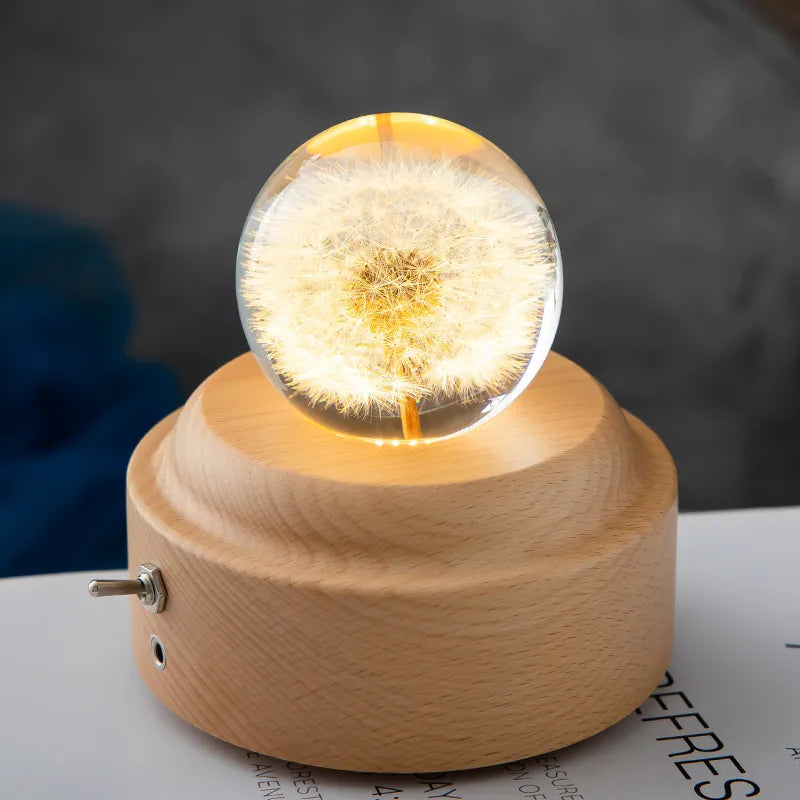 Pastoral Flower Wood Resin Night Lights Lighting Accessories