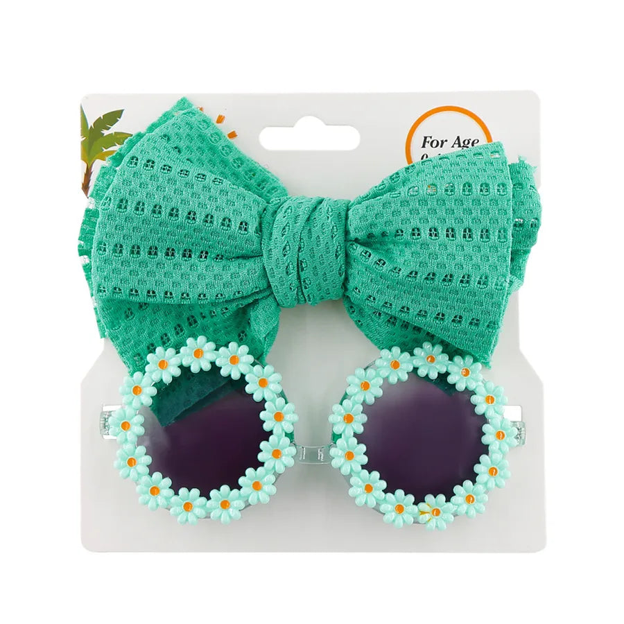 girl's fashion flower ac round frame sunglasses