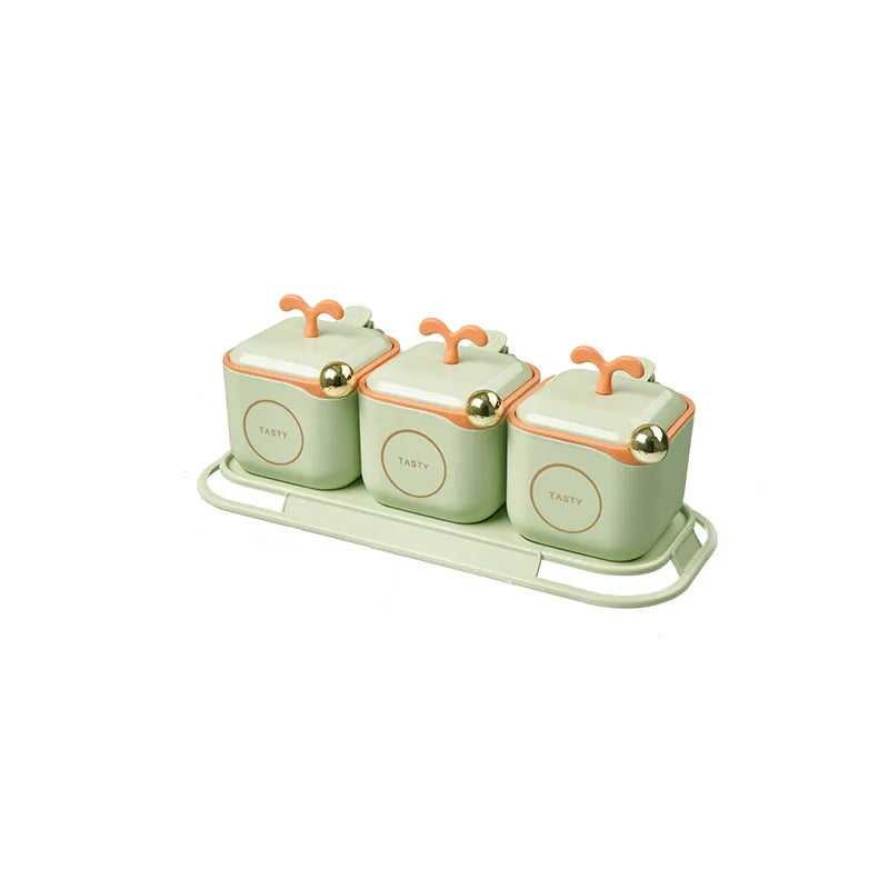 Household kitchen seasoning combination suit seasoning box salt MSG jar seasoning bottle compartment seasoning box