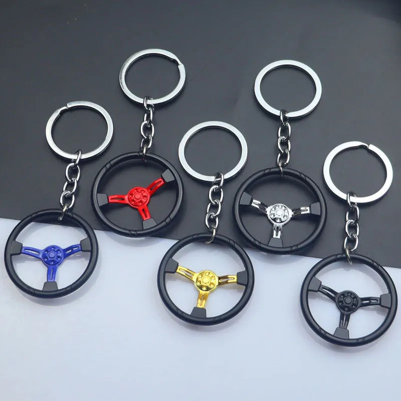 luxurious circle metal unisex bag pendant keychain