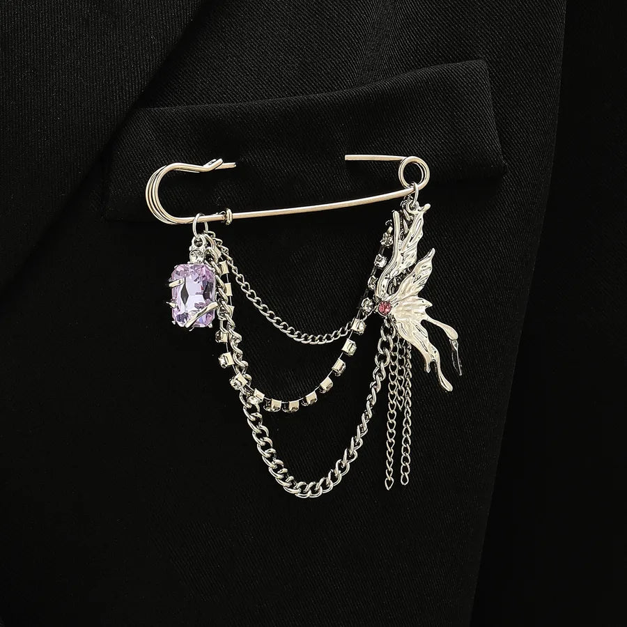 Quirky Geometric Heart Shaped Hairpins For Men And Women Elegant Lapel Pins Trendy Tassel Accessories Fashionable Brooches