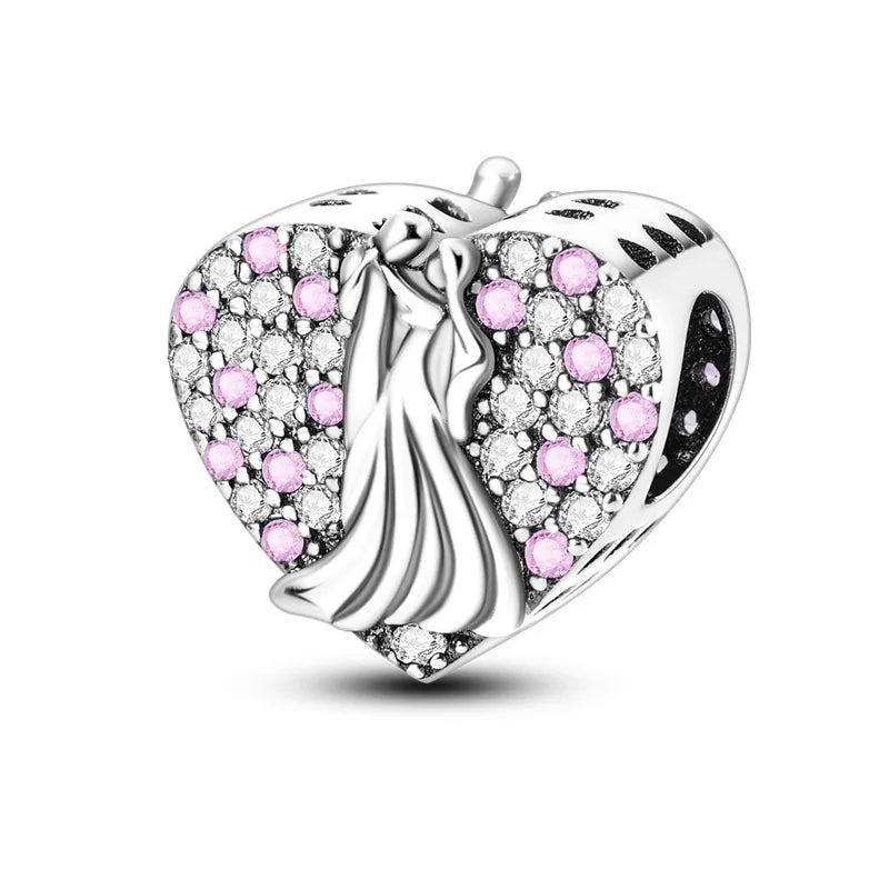 Amazon Hot Sale Original Cool Copper Plating S925 Silver Color Zirconium Heart-Shaped Beaded Charm Bracelet Necklace Cross-Border Wholesale