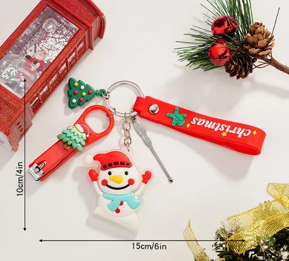 Cute Christmas Hat Christmas Tree Santa Claus PVC Christmas Unisex Keychain