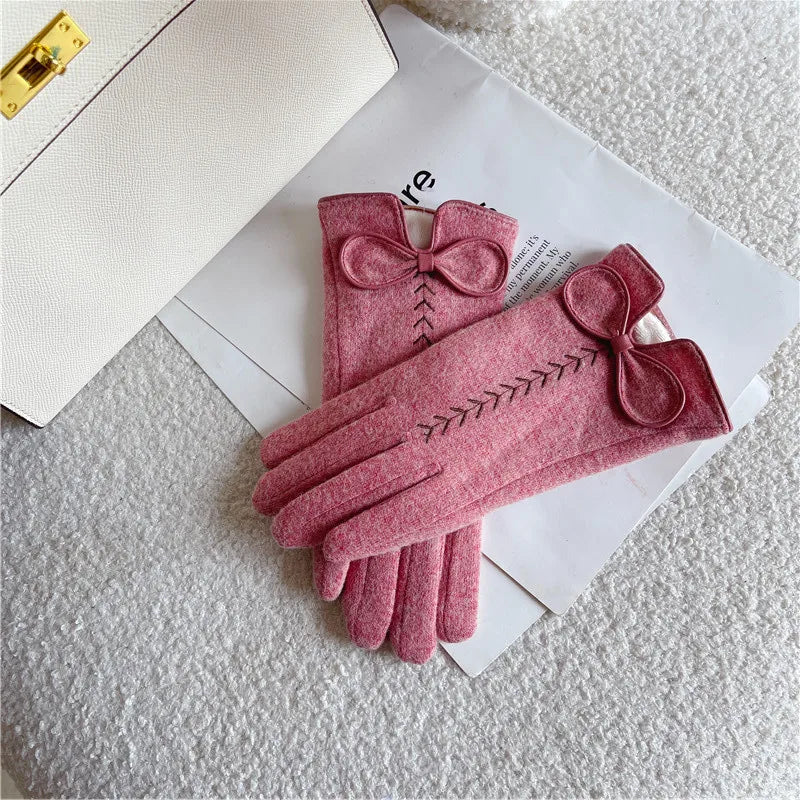 Women's Basic Lady Simple Style Bow Knot Gloves