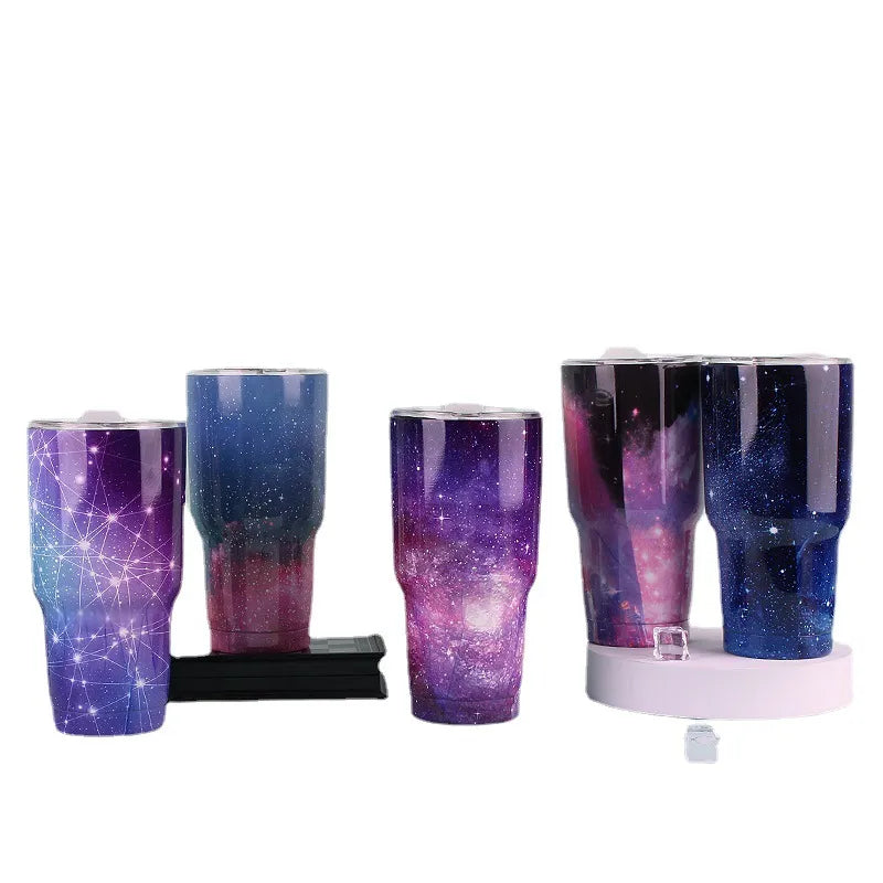Outdoor Starry Sky Car Stainless Steel Beer Steins,  Paint Transfer 30Oz Cup, Vacuum Large Ice Cup, Printable Logo