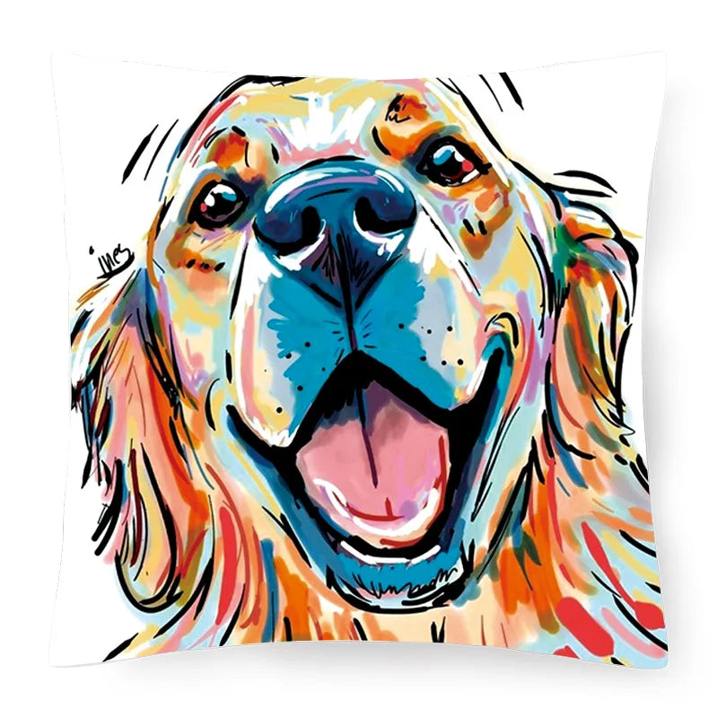 cute pastoral cartoon dog plush throw pillow
