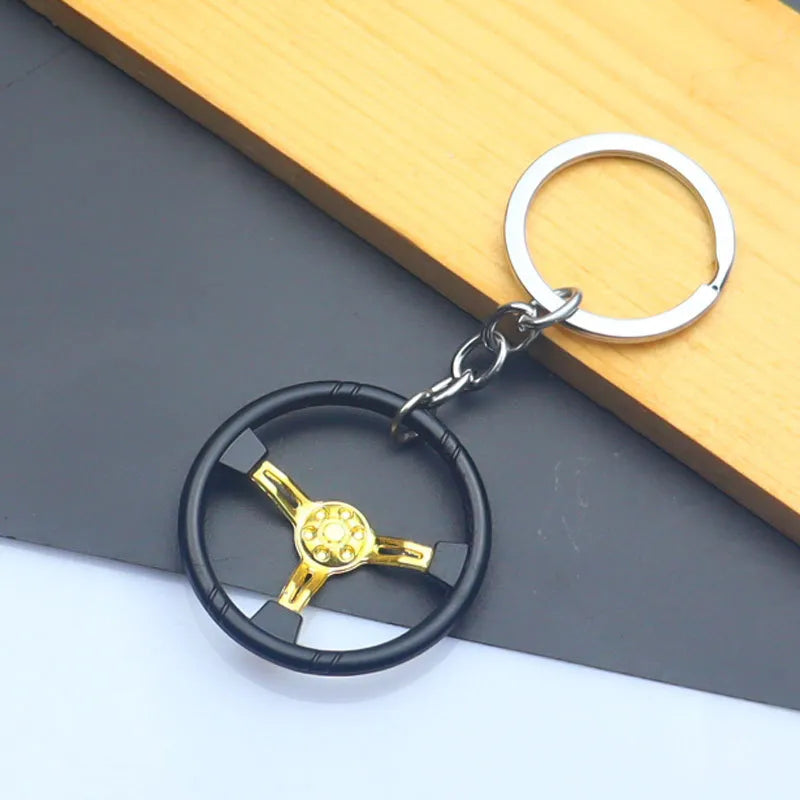 luxurious circle metal unisex bag pendant keychain