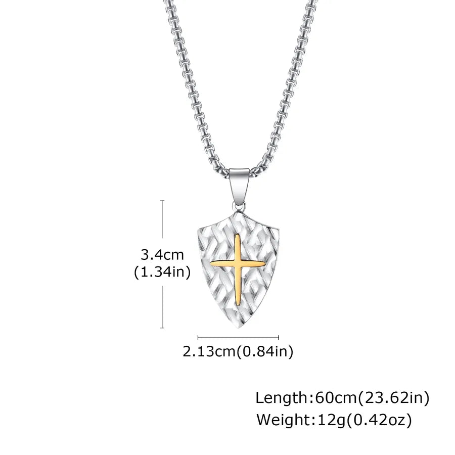 Wholesale Jewelry Retro Religion Punk Cross 304 Stainless Steel 18K Gold Plated Handmade Pendant Necklace