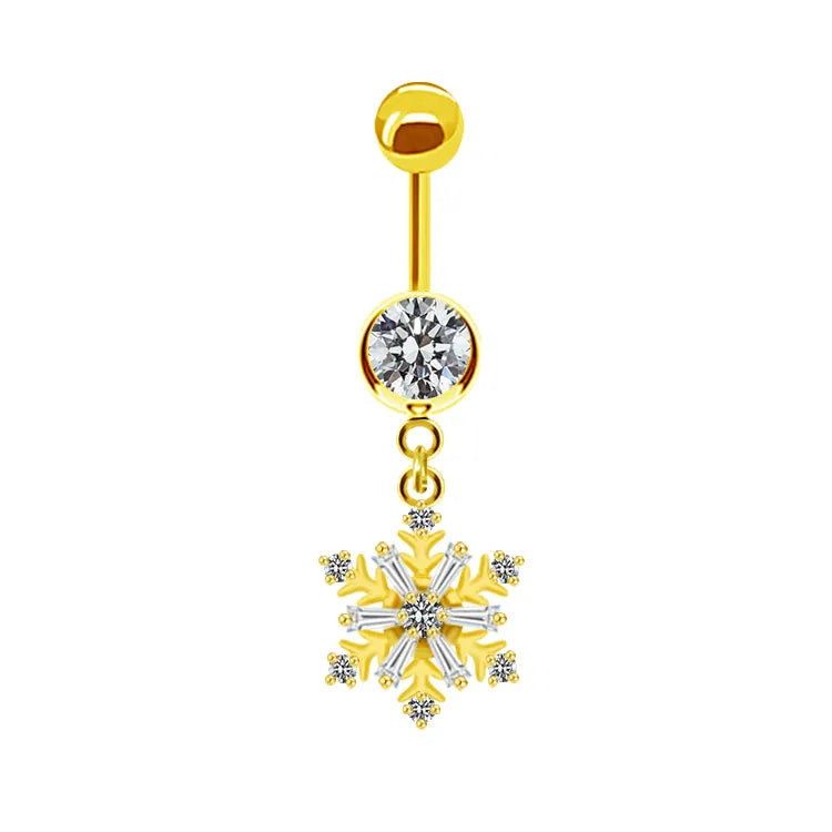 elegant cute classic style animal butterfly snowflake stainless steel alloy rhinestone inlay zircon white gold plated belly ring