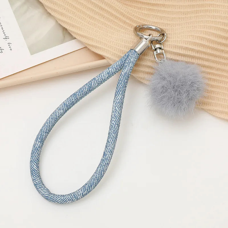 Basic Solid Color Plush Keychain
