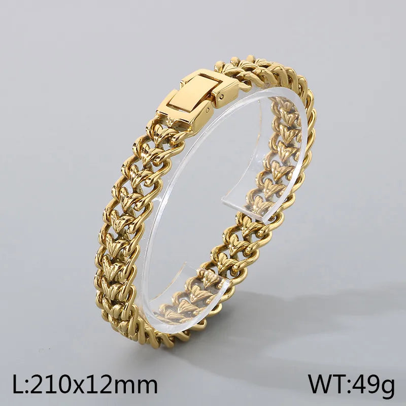 Hip-Hop Retro Geometric Solid Color 304 Stainless Steel Men's Bracelets Men Chain Bracelets