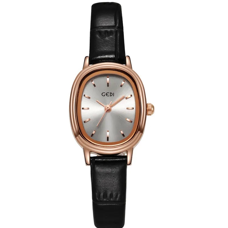 Retro Solid Color Buckle Quartz Watch Women's Watches