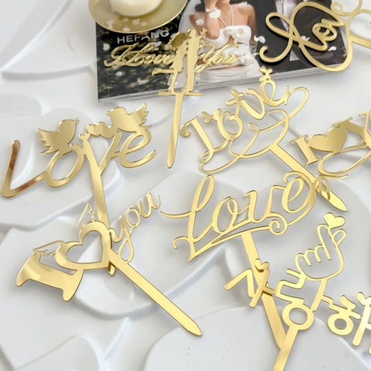 Valentine'S Day Elegant Lady Letter Heart Shape Arylic Holiday Banquet Daily Cake Decorating Supplies Party Supplies Cake Decorating Supplies 1 Piece