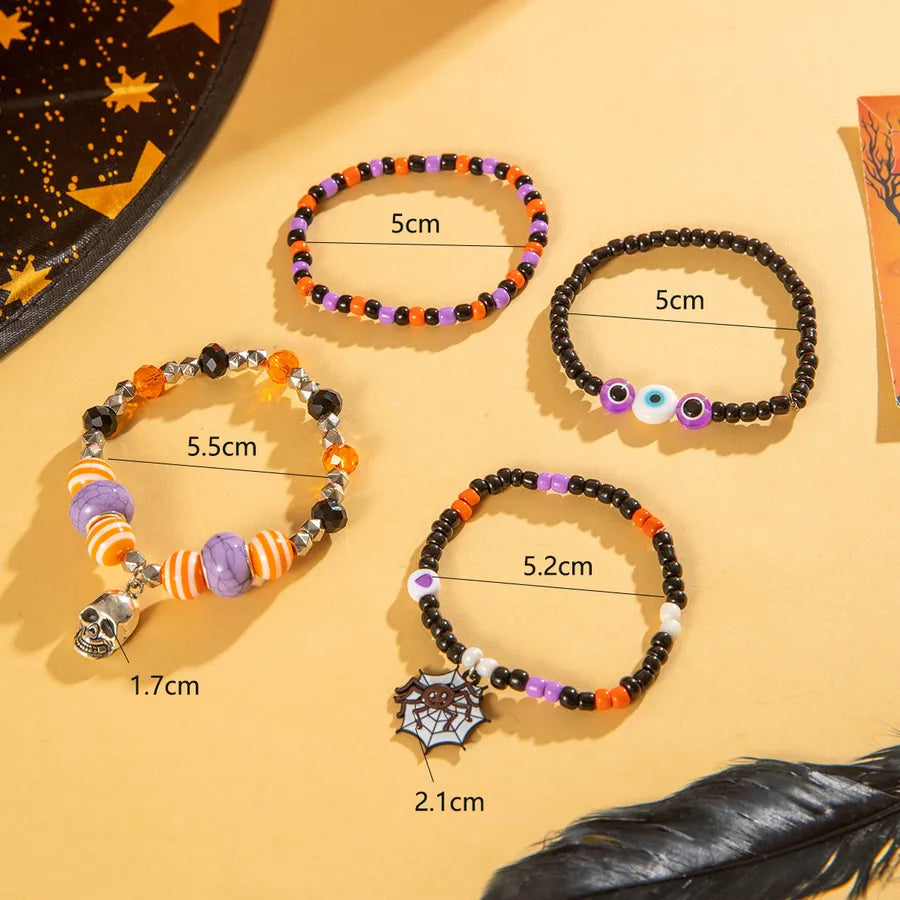 Ghost Bat Halloween Bracelets Women's Fashion Seed Bead Bracelet Set Women's Bracelets Glass Material Pumpkin Skull Design