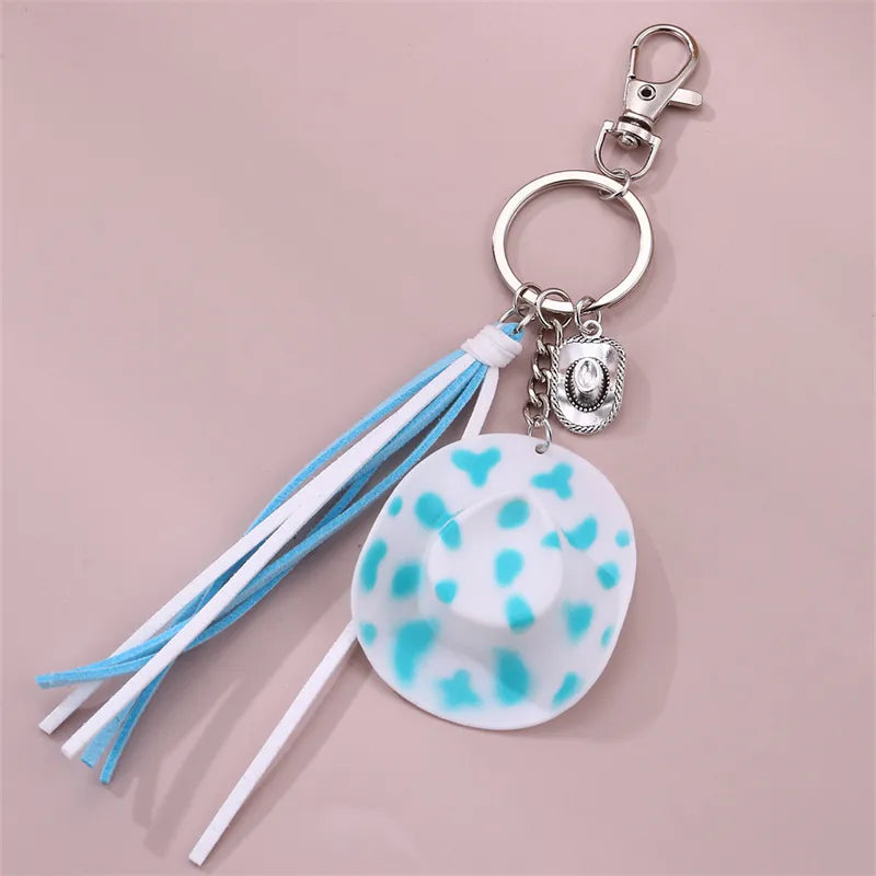 Casual Preppy Style Simple Style hat Alloy Plastic Tassel Bag Pendant Keychain