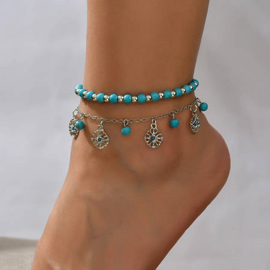 Bohemian Beach Style Distinctive Foot Decoration Simple Metal Turquoise Rice Beads Rhinestone Soft Pottery Multi-Style Foot Chain