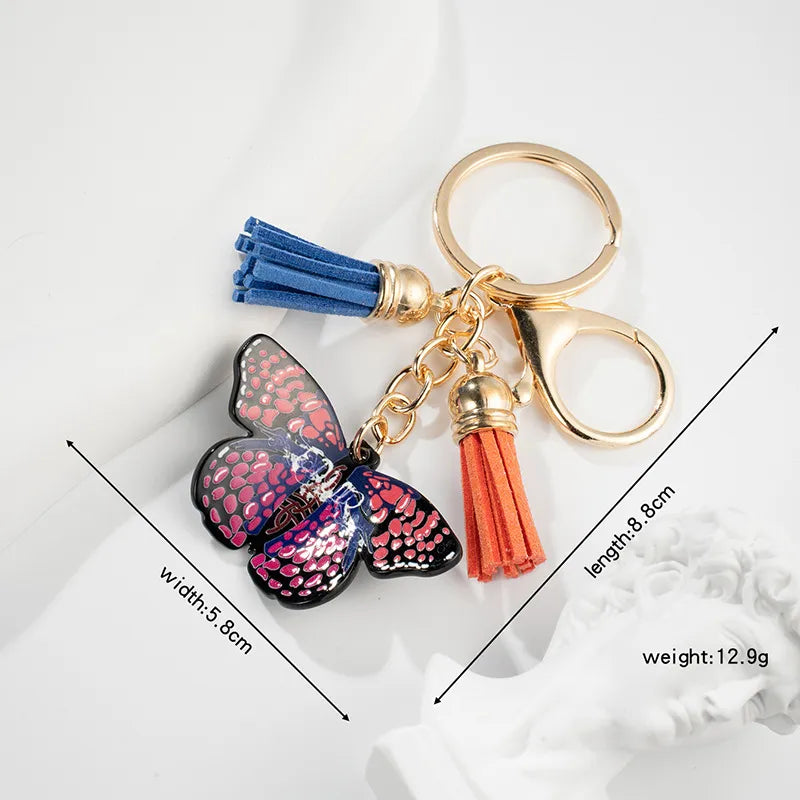 cute butterfly arylic epoxy women's bag pendant keychain